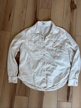 Old Navy Cream Button-Front Utility Shirt